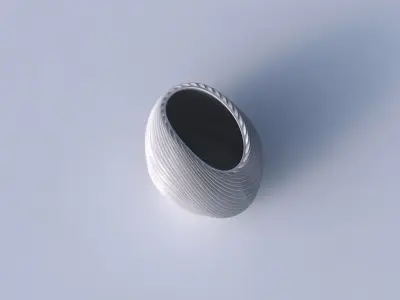 Bowl compressed with wavy extruded lines 2 3D print model