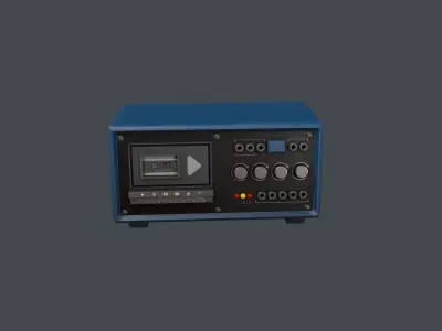Blue Police Tape Recorder Low-poly 3D model