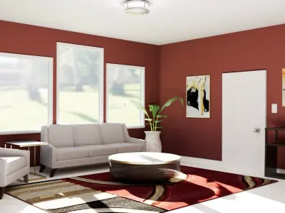 Livingroom Set With a Couch and Chair and Plant and Tables 3D model