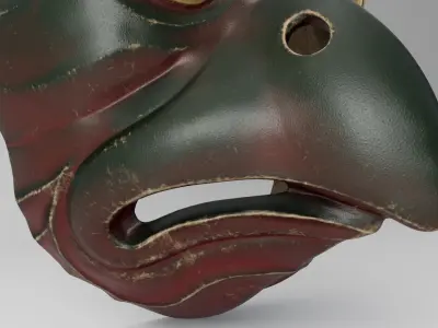 Japanese Korobase mask Low-poly 3D model