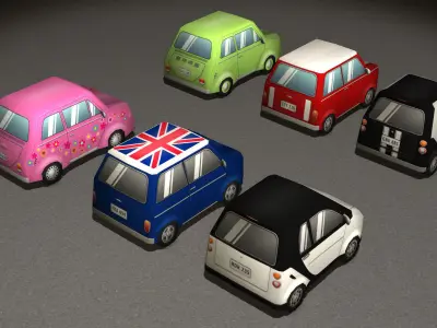 Cartoon Cars pack 4 Low-poly 3D model