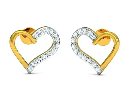 Solitaire Heart Earrings 3DM STL OBJ FBX Render Details 3D print model