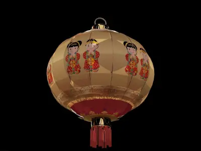 Chinese red lantern 3D model 38