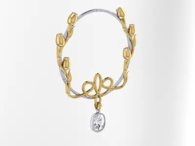 Pedant  Hoop Golden tulips  Art Deco 3D print model