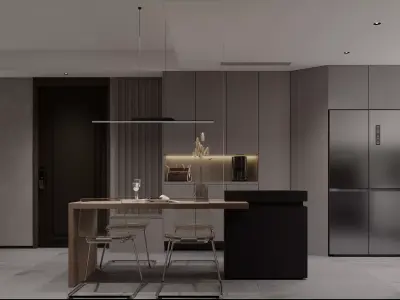 Modern living room dining room interior scenes 514 3D model