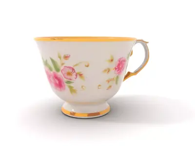 Elegant Floral Teacup model pack Low-poly 3D model