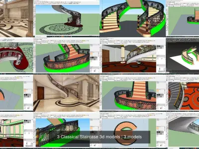 3 Classical Staircase 3d models 3D Model Collection