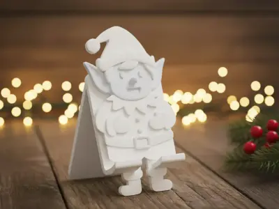 Green elf phone stand 3D print model