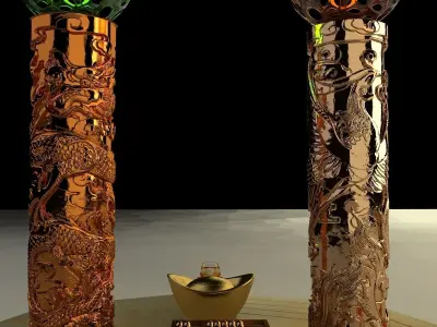 Chinese gold Ingot 3D model