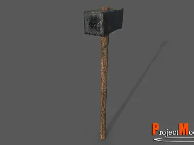 BigHammer-Version001 hammer on stick Low-poly 3D model