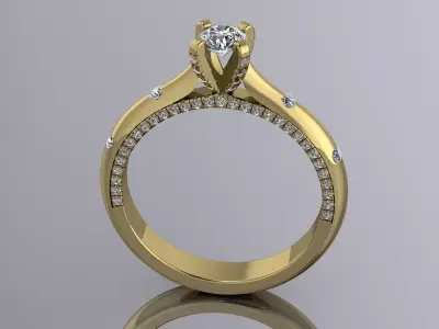 Elegant Diamond Ring Jewelry Gold  3D print model