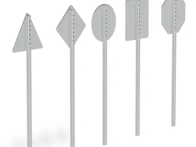 Traffic Road Signs Set 01 Low-poly 3D model