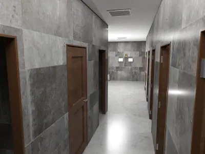 Luxury Public Bathroom Low-poly 3D model