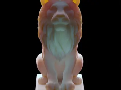 Regal Seated Lion Statue  3D print model