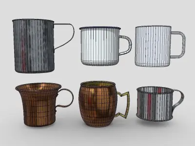 Mug Pack 2 Low-poly 3D model