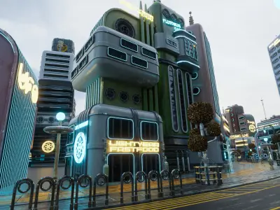 SCIFI ATOMPUNK BUILDING 05 Low-poly 3D model