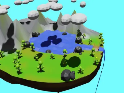 Flying Island LOW-POLY Free low-poly 3D model