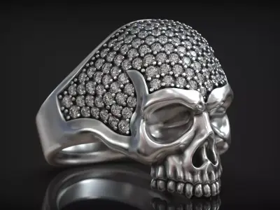 Skull Head Brutal Fashion Luxury Diamond Ring 3D print model