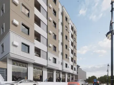Modern Building - Retail and Apartments REVIT PROJECT 3D model