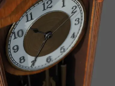 Wall clock with pendulum Low-poly 3D model