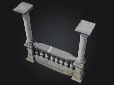 Stone Balustrade with Pillars  Classic Elegance in Architectural 3D model