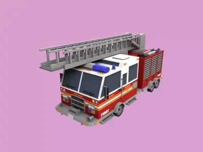 Lowpoly Fire Truck Low-poly 3D model