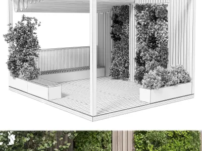 Landscape Furniture with Pergola and Roof garden 17 3D model