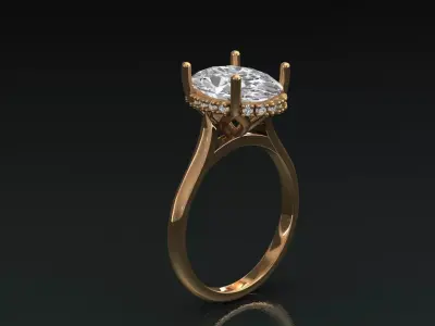 4 Prongs Round Diamond Solitaire Engagement Ring 3D Model  3D print model