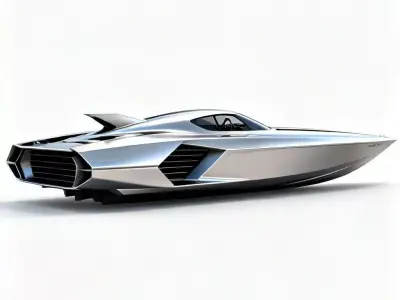 Futuristic High-Speed Sport Yacht 3D Model Low-poly 3D model