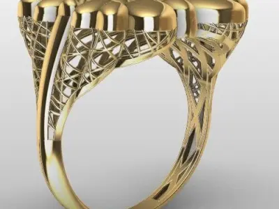 Elegant Floral Organic Gold Ring Design  Size 7 US  Modern Style 3D print model