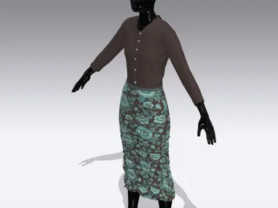 Woman Cloth Dress Low-poly 3D model 5