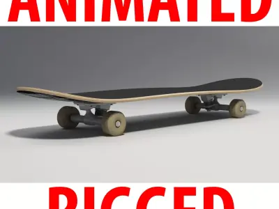 Skateboard animated rigged 3D model