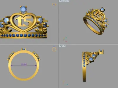 Teen Elegance The 15thYear Ring Symbolizes Graceful Transitions 3D print model