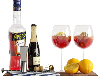 Cocktail decor set 4 Aperol 3D model