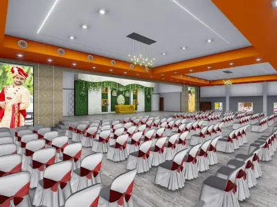 Marriage hall complete design drawings and estimate 3D model