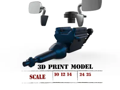 Free Engine and Mirror for Chevy G10 Van  3D printable STL model Free 3D print model