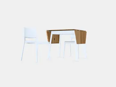 IKEA PS 2012 - TEODORES table and 2 chairs Low-poly 3D model purchase