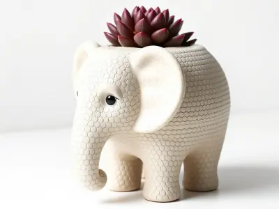 Cozy Elephant Planter Model Pack Low-poly 3D model