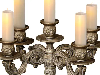 Bronze Tabletop Antique Metal classic Candlestick Candelabra 3D model