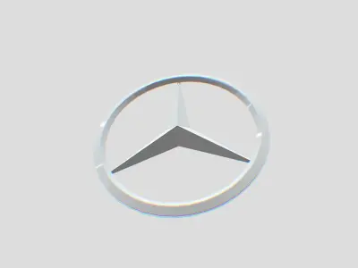 Mercedes benz 3d Logo and Car Symbol silver 3D model