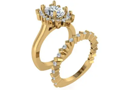 Oval Euro Shank Ring With Band 2632 3D print model