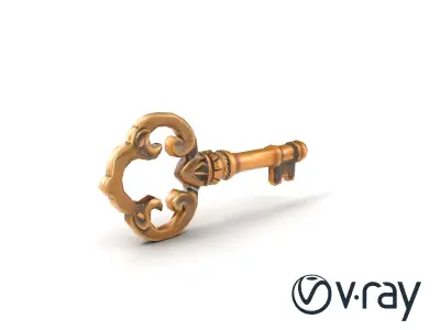 Antique Key Detailed Sculpture model pack Low-poly 3D model