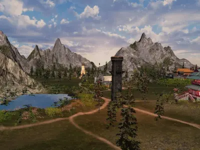 Mountain in a Beautiful Landscape 3D model     Free low-poly 3D model