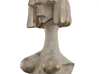 Ancient Stone Bust - Minimalist Female Figure 3D Model Low-poly 3D model