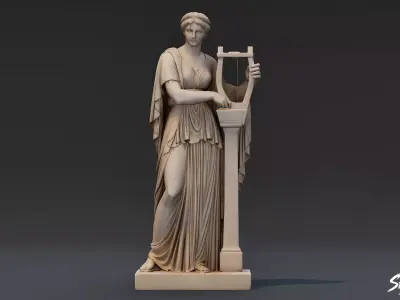 Muse with Lyre Statue Low-poly 3D model