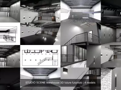 STUDIO SCENE warehouse 3D future futuristic 3D Model Collection