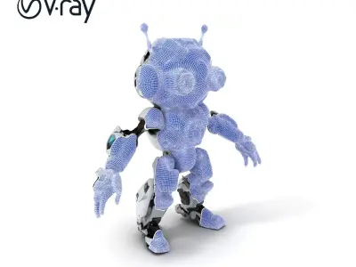 Futuristic Robotic Companion with LED Eyes and Antennas Low-poly 3D model