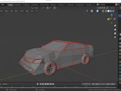 Four Low poly cars Low-poly 3D model