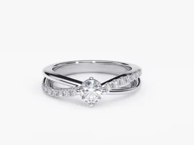 ZDR0144 engagement ring gold with diamonds 3D print model