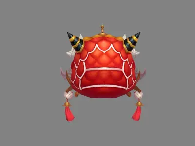 Cartoon lion dance head set Low-poly 3D model